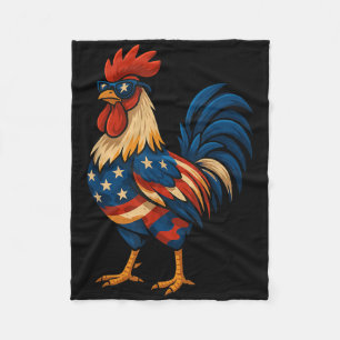 Funny Chicken USA Flag Patriottische Kip Lover 4e Fleece Deken