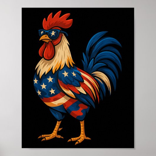 Funny Chicken USA Flag Patriottische Kip Lover 4e Poster (Voorkant)