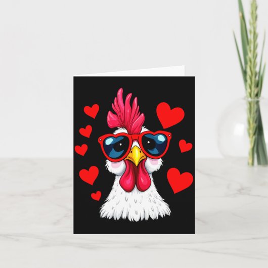 Funny Chicken Valentines Day Heart Chicken Couple Kaart (Voorkant)