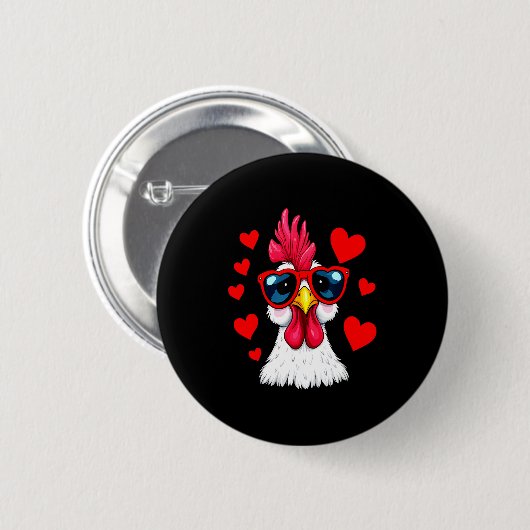Funny Chicken Valentines Day Heart Chicken Couple Ronde Button 5,7 Cm (Voorkant /achterkant)