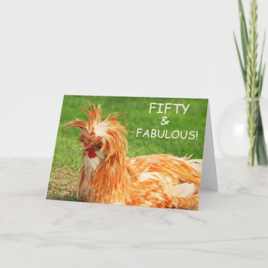 Funny Chicken Vijftig en Fabulous Birthday Kaart (Voorkant)