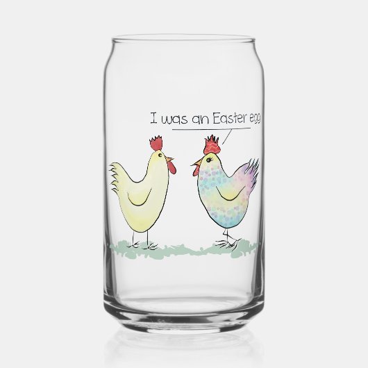 Funny Chicken was een paaseieren Blikvorm Glas (Voorkant)