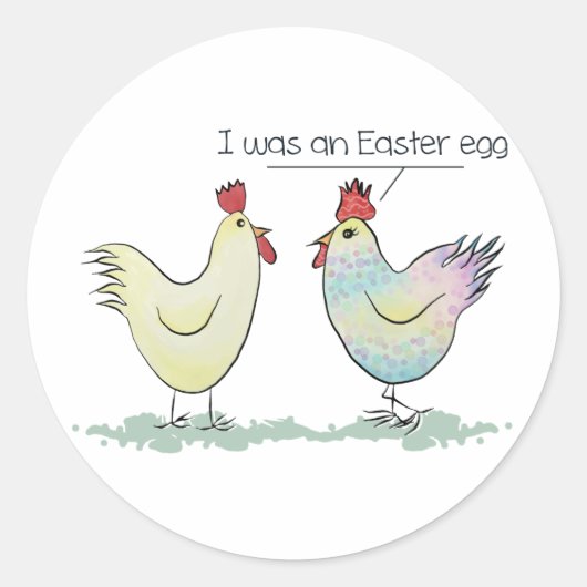 Funny Chicken was een paaseieren Ronde Sticker (Voorkant)