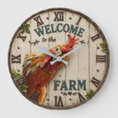 Funny Chicken Welcome to the Farm Rustic Grote Klok (Voorkant)
