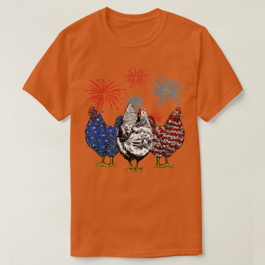 Funny Chickens American Flag Patriotic Farmer 4th T-shirt (Design voorkant)