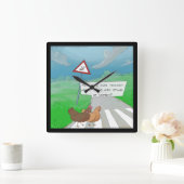 Funny Chickens Cross Road Square Wall Clock Vierkante Klok (Huis)