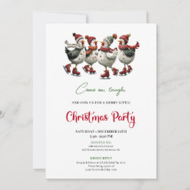 Funny Chickens Festive Red Green Holiday Invites Kaart