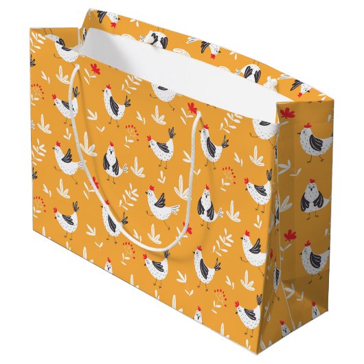 Funny Chickens Gift Bag Groot Cadeauzakje (Achterkant Gekanteld)