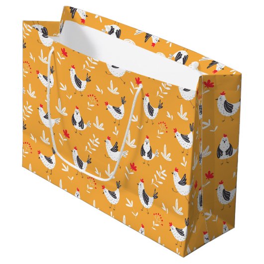 Funny Chickens Gift Bag Groot Cadeauzakje (Voorkant Gekanteld)
