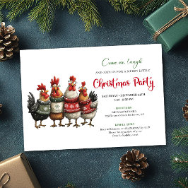 Funny Chickens Holiday Party Editable Invitation Kaart