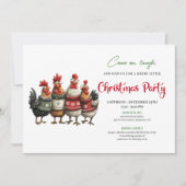 Funny Chickens Holiday Party Editable Invitation Kaart (Voorkant)