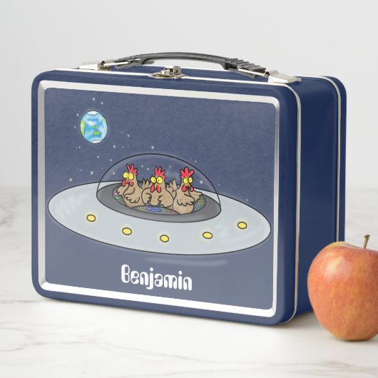 Funny chickens in space cartoon illustratie (In situ)