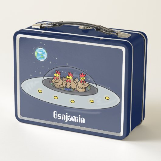 Funny chickens in space cartoon illustratie (Achterkant)