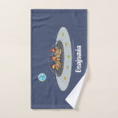 Funny chickens in space cartoon illustratie bad handdoek (Handdoek)