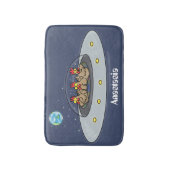 Funny chickens in space cartoon illustratie badmat (Voorkant Verticaal)