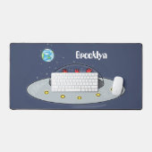 Funny chickens in space cartoon illustratie bureaumat (Keyboard & Muis)