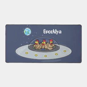 Funny chickens in space cartoon illustratie bureaumat