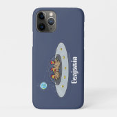 Funny chickens in space cartoon illustratie Case-Mate iPhone case (Achterkant)