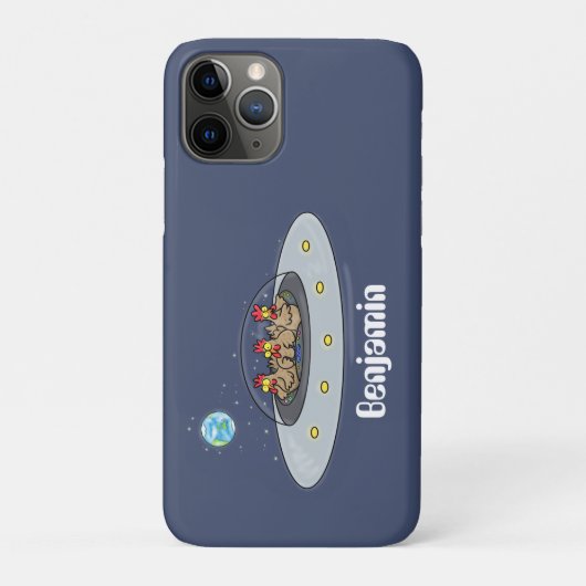 Funny chickens in space cartoon illustratie Case-Mate iPhone case (Achterkant)