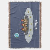 Funny chickens in space cartoon illustratie deken (Voorkant Verticaal)