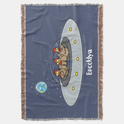 Funny chickens in space cartoon illustratie deken (Voorkant Verticaal)