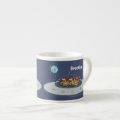 Funny chickens in space cartoon illustratie espresso kop (Voorkant rechts)