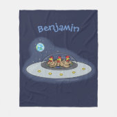Funny chickens in space cartoon illustratie fleece deken (Voorkant)