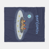 Funny chickens in space cartoon illustratie fleece deken (Voorkant (Horizontaal))