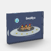 Funny chickens in space cartoon illustratie fotoblokken (Links)