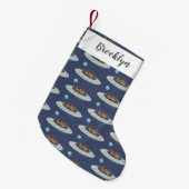 Funny chickens in space cartoon illustratie kleine kerstsok (Voorkant (Hangend))