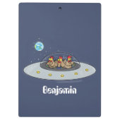Funny chickens in space cartoon illustratie klembord (Achterkant)