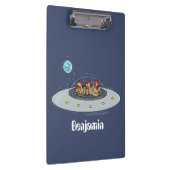 Funny chickens in space cartoon illustratie klembord (Rechts)