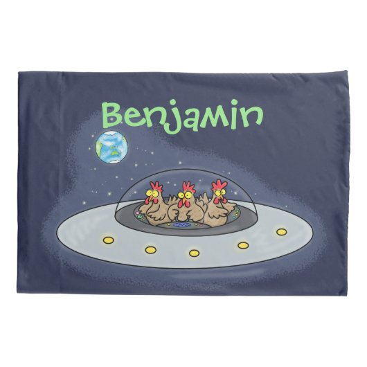 Funny chickens in space cartoon illustratie kussensloop (Achterkant)