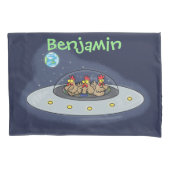 Funny chickens in space cartoon illustratie kussensloop (Voorkant)