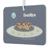 Funny chickens in space cartoon illustratie luchtverfrisser (Links)