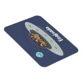 Funny chickens in space cartoon illustratie magneet (Rechterzijde)