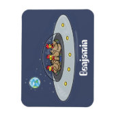 Funny chickens in space cartoon illustratie magneet (Verticaal)