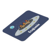 Funny chickens in space cartoon illustratie magneet (Linkerzijde)