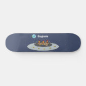 Funny chickens in space cartoon illustratie persoonlijk skateboard (Horizontaal)