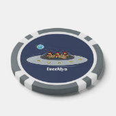 Funny chickens in space cartoon illustratie poker chips (Enkel)