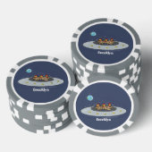 Funny chickens in space cartoon illustratie poker chips (Opstapeling)