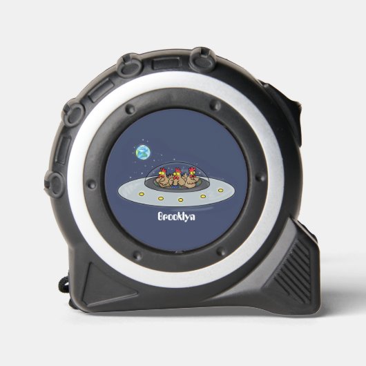 Funny chickens in space cartoon illustratie rolmaat (Voorkant)