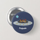 Funny chickens in space cartoon illustratie ronde button 5,7 cm (Voorkant /achterkant)