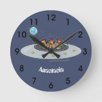 Funny chickens in space cartoon illustratie