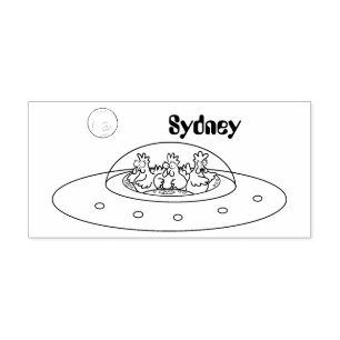 Funny chickens in space cartoon illustratie rubberstempel