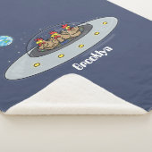 Funny chickens in space cartoon illustratie sherpa deken (3/4)