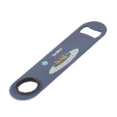 Funny chickens in space cartoon illustratie speed flessenopener (Achterkant Gekanteld)