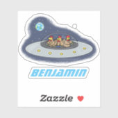 Funny chickens in space cartoon illustratie sticker (Vel)