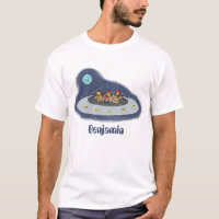 Funny chickens in space cartoon illustratie