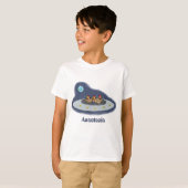 Funny chickens in space cartoon illustratie t-shirt (Voorkant volledig)